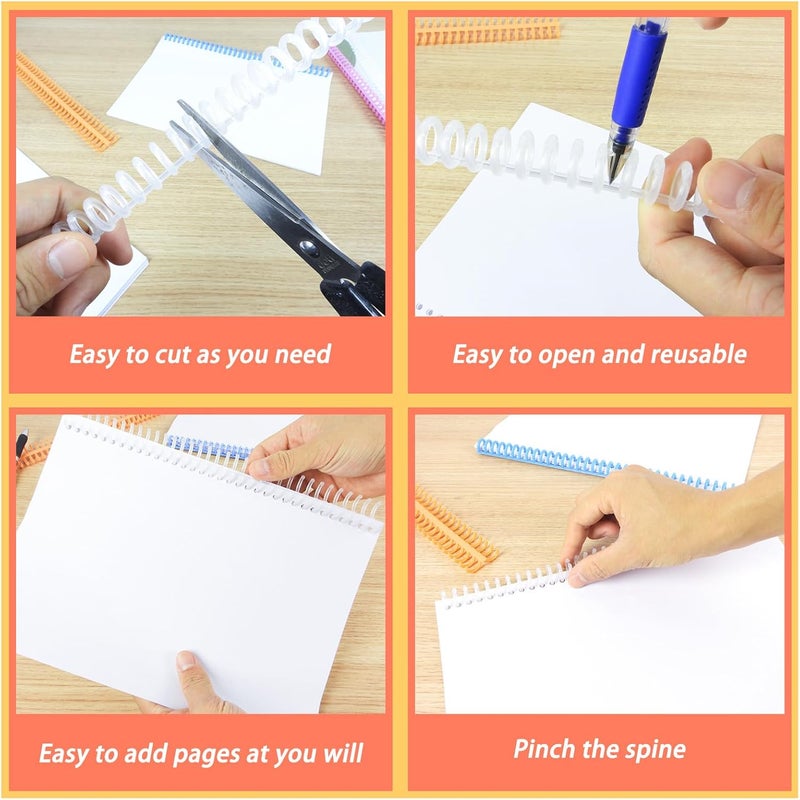 RAYSON Click Binding Spines, 3:1 Pitch, Clear, Binds Up to 120 Sheets, Compatible with A4 and Letter Size Paper, 30-Pack, Reclosable Binding Combs for Presentations & Reports - Image 3